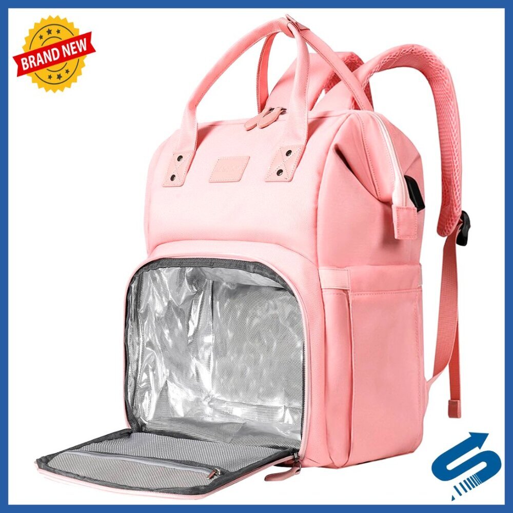 Insulated Laptop Backpack with USB Port Lunch Cooler Compartment Travel Friendly